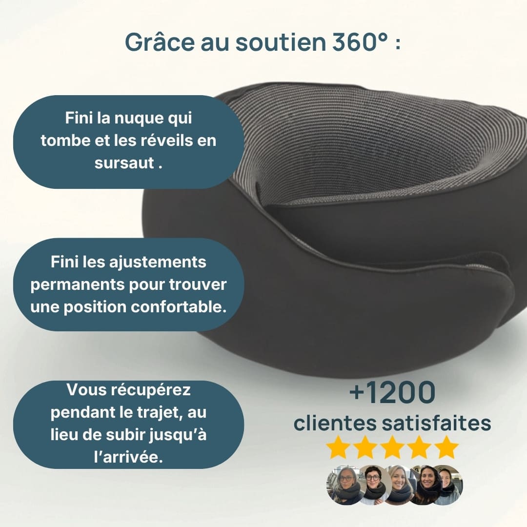 L'Oreiller de voyage Ergonomique 360° : Maintien Cervical & Repos réparateur